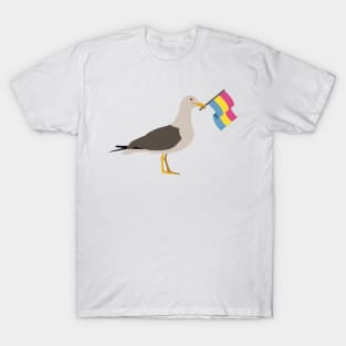 Seagull Holding Pansexual Pride Flag T-Shirt